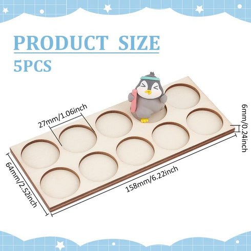 FINGERINSPIRE 5 Pcs For 25mm/1inch Ring War Unit Tray 10-Hole Skirmish Movement Trays Formation Wood Rectangle Formation Rank Tray Warhammer Figure Horde Circle Bases Action Figure Miniatures Wood Display Pedestals