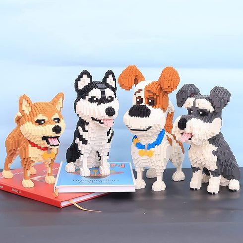 Building Block Dogs - 2100 Pieces Micro Mini Block Animal Dog Set for Kids or Adults, DIY 3D Block Toy