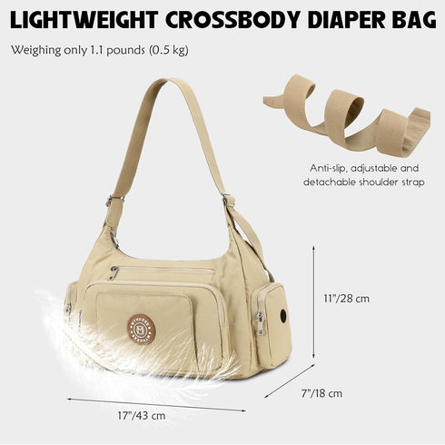 22L Puffer Crossbody Bags for Women Mom Large Diaper Bag Purse with Wipes & Trash Dispenser Cross Body Purses Messenger