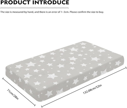 Winpema 28"x52" White Cute Stars Fitted Crib Sheet Stars Baby Crib Sheet Fit Standard Crib and Toddler Mattress,Crib