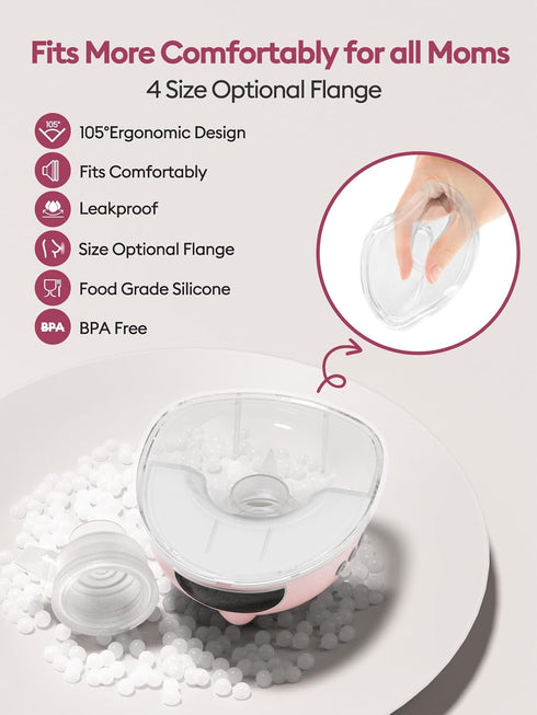 4 9 17/19/21/24MM Hands Free Breast Pump, Wearable Breastfeeding Pump with Mode & Level, Strong Suction, Painless