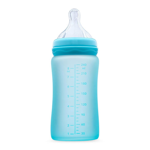 3-in-1 NB+,3M,6M,12M 8 oz) Glass Sippy Cups for Toddlers | Silicone Coated Glass Baby Bottles | Non-Toxic Transition