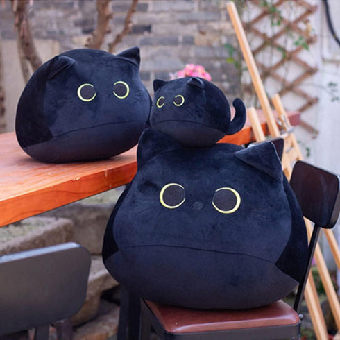 Black Cat Stuffed Animal Plush Toy - Creative Cat Shape Soft Pillow Toys, Gifts for Kids, 25cm