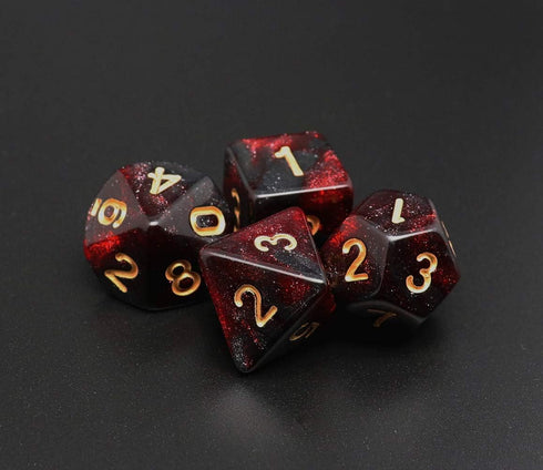 DND Dice Set 7Pcs - Red Mix Black Nebula Dice for Dungeons and Dragons RPG