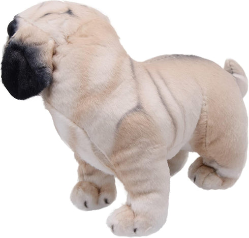 Lifelike 9 Inch Pug Dog Stuffed Animal, Animated Plush Puppy Toy, Super Realistic Gift for Kids