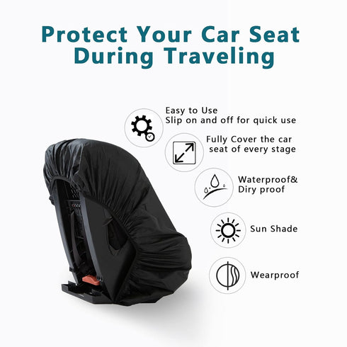Car Seat Cover for Air Travel, Car Seat Travel Bag for Gate Check, Sun Shade, Waterproof, Dustproof & Abrasionproof