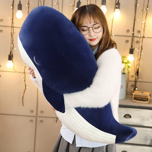 MUPI Whale Stuffed Animal 4 Size Down Cotton Soft Simulation Big Blue Whale Dolphin Doll Toy Cushion Pillow (10 Inch)