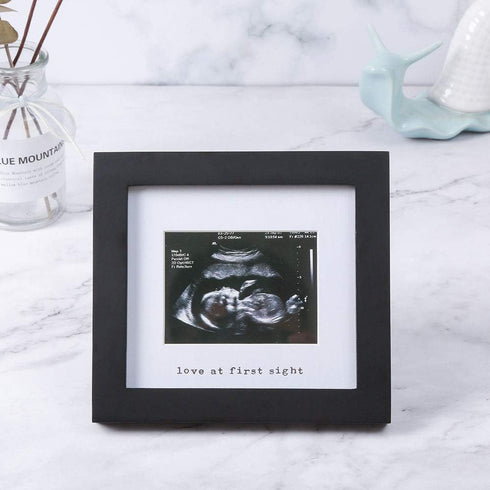 IHEIPYE Baby Sonogram Photo Frame, 1st Ultrasound Picture Frame, Gift for Expecting Parents, Silver Text