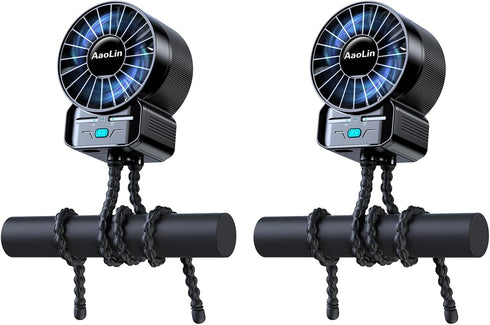 2 Pack Multifunctional Portable Stroller Fan 4 Speed 6600rpm High Speed Usb