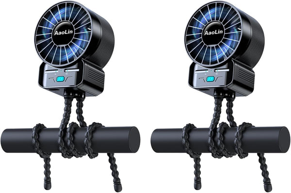 2 Pack Multifunctional Portable Stroller Fan 4 Speed 6600rpm High Speed Usb