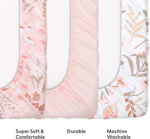 3 Pack Pack Pack The Peanutshell and Play Crib Sheets Fitted - Universal N Play Sheets for and Play Mattress, Soft