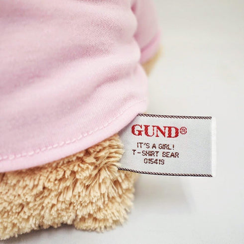 GUND It’s a Girl T-Shirt Teddy Bear Stuffed Animal Plush - Pink, 12”, Tan
