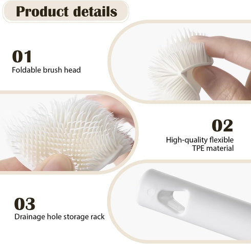 Nievajio 2 Pieces Flexible Silicone Bottle Brush with Long Handle, Long Handle Water Bottle Brush Cleaner, for Narrow