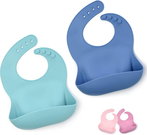 Silicone Baby Bibs, Soft Adjustable Waterproof Bib for Babies & Toddlers, BPA Free