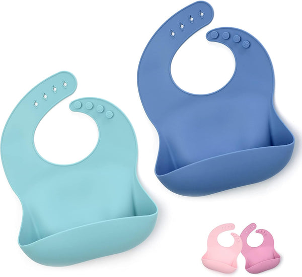 Silicone Baby Bibs, Soft Adjustable Waterproof Bib for Babies & Toddlers, BPA Free