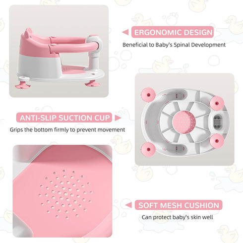 6 4 Baby Bath Seat for Babies Months & up, Non-Slip Toddler Bath Seats for Babies Sitting Up, Safe Infant & Newborn