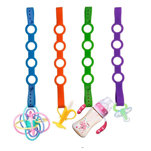 4PK Toy Safety Straps - Stretchable Silicone Pacifier Clips for Baby Toddler Bottle Harness