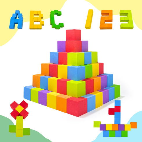 Foam Counting Blocks, 105 Pieces 1 Inch Soft Rainbow Math Counters for Preschool Classroom Learning Supplies
