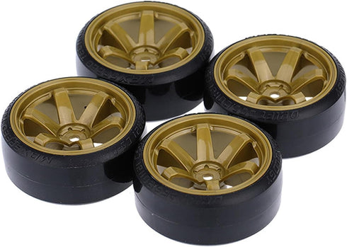 4Pcs 63mm RC Drift Car Tires, Hard Tyres Plastic Wheel Rims for 1/10 Traxxas HSP Tamiya HPI Kyosho