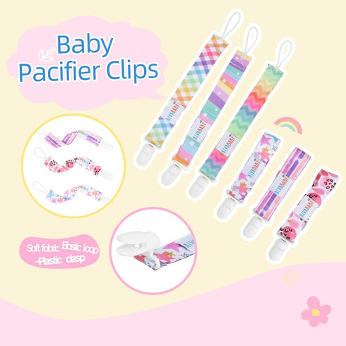 6 Pack 6DBP06 ALVABABY Baby Pacifier Clips Paci Universal Holder Leash Pacifier Clip Binky Holder for Teether Soothie
