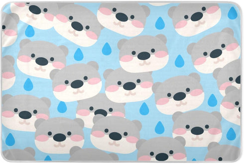 siphylline Cartoon Cute Beer Grey Extra Large Resuable Bed Underpads Water Resistant Diaper