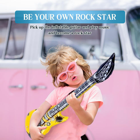 Inflatable Rock Star Toy Set - 12 Pack of Inflatable Instruments for 80s 90s Party Decorations
