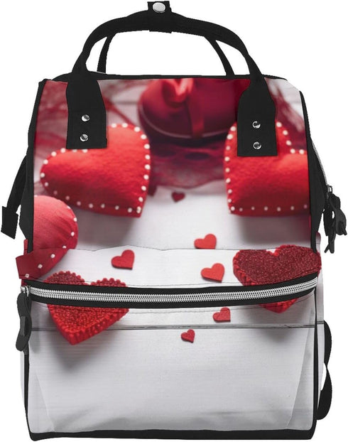 DWVTSLH Handmade Hearts Diaper Bag Backpack Multifunction Nappy Bags Waterproof Mummy Backpack Large