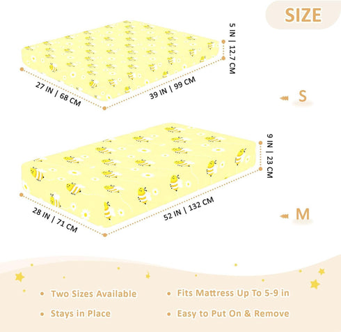 miaozhen 1 Pack 52x28 Cotton Baby Crib Sheets for Boys Girls Comfy Breathable Bumble Bees Yellow Cute Toddler