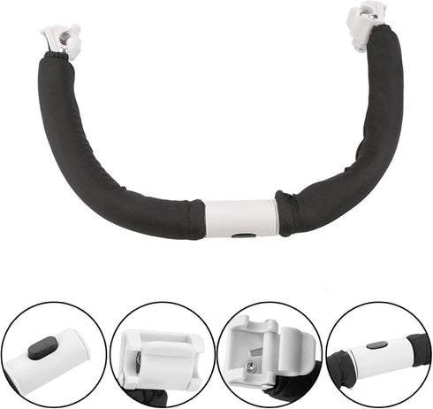 Zerone Universal Stroller Bumper Bar, Adjustable Grab Handle with Soft Grip for Baby Strollers, Detachable Safety
