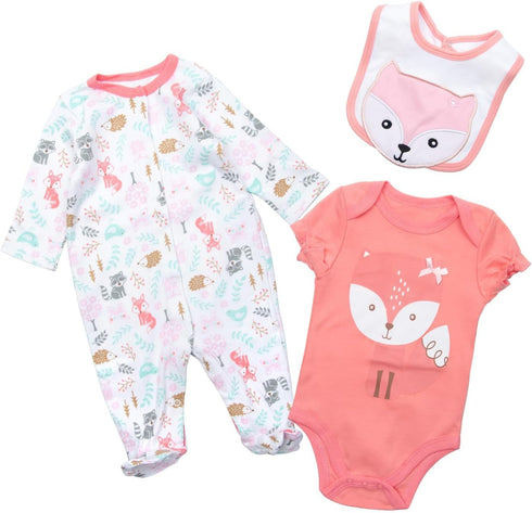 Reborn Girl Doll Clothes Red Fox Suit, Matching Outfit Accessories for 20-22 inch Reborn Baby Doll, 3pcs