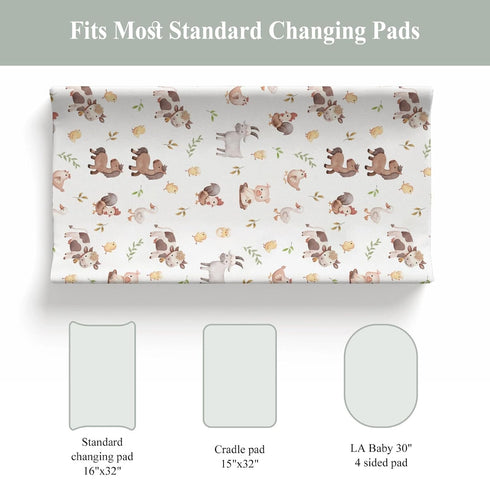 Country 32''16'' Cute Farm Animals Baby Changing Pad Covers for Boy Girl Rooster Horse Goat Duck Pig Fitted Changing