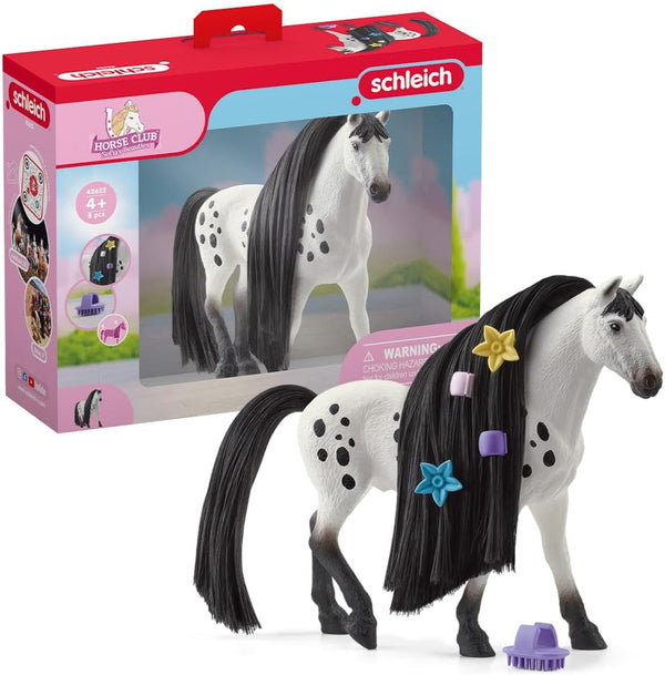 Schleich Horse Club Sofia's Beauties, Knabstrupper Stallion Beauty Horse with Brushable Hair, 8pc Styling Figurine