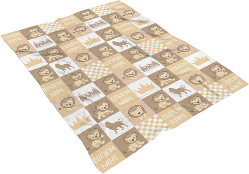 Personalized Lion Baby Blanket, Baby Name Lion Nursery Bedding Blanket, Lion Receiving Blanket, Custom Newborn, Baby