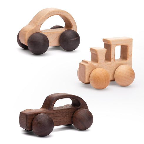 3PCS Wooden Baby Toys, Grasping Push Car Montessori Toy Vehicles