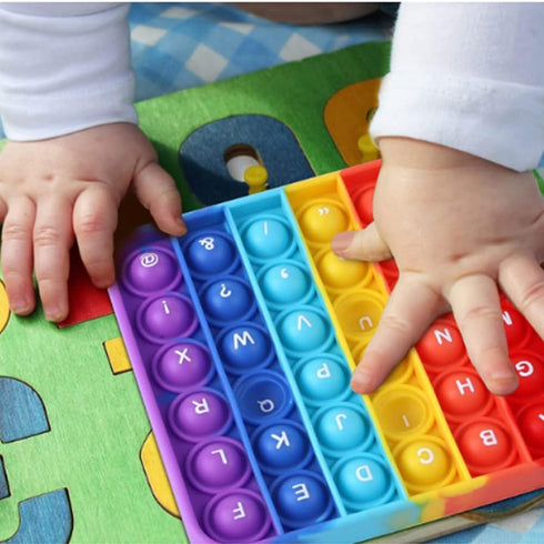 2 in 1 Fidget Toys, ABC Learning and Educational Poppers, Stress Relief Autism Sensory Toys (1 Pack)