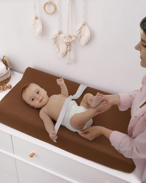 Blissful Diary Muslin Changing Pad Cover and Baby Diaper Caddy Organizer Bundle