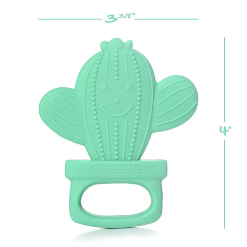 PrimaStella Silicone Cactus Teethers for Infants, BPA Free, Baby Teether Toy Set of 2 - Green & Neo Mint