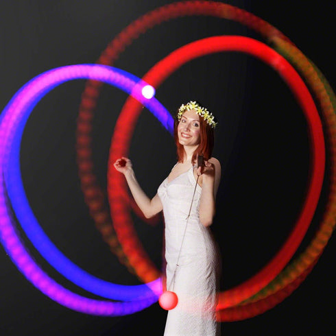 LED Poi Ball Swirling Light Rave Toy, Set of 2, Color Changing