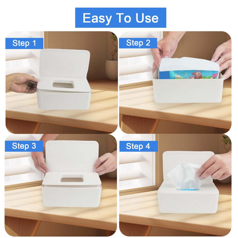 Abnaok Baby Wipes Dispenser, Wet Tissue Box with Sealing Design Lid, Wet Wipes Holder Portable, Non-Slip, Easy Open