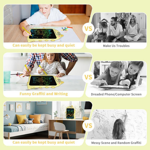 Toddler LCD Writing Tablet, 10 Inch Dinosaur Doodle Board, Educational Travel Toy for Birthday Gift for Boys Girls 2-6