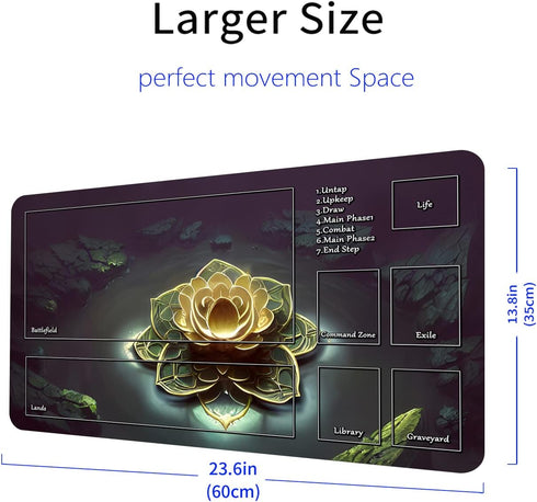 MTG Game Playmat, TCG Play Mat for MTG TCG 24 x 14 inches Trading Card Inked Game Playmats with Storage Bag Smooth Rubber Surface Battle Game