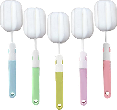 Spong Bottle Brush 5PCS Cup Brushes Sponge Baby Bottle Brushes Long Handle