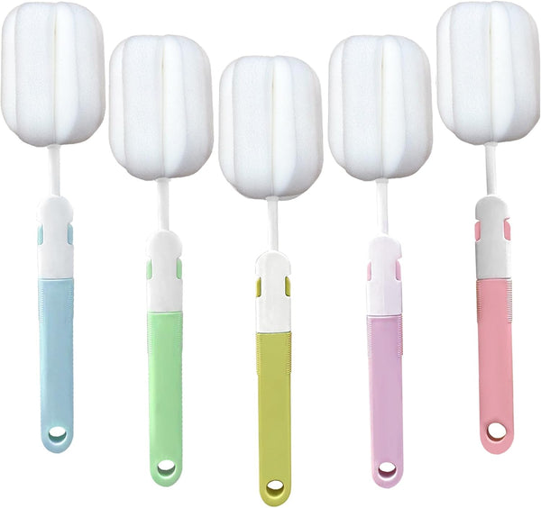 Spong Bottle Brush 5PCS Cup Brushes Sponge Baby Bottle Brushes Long Handle