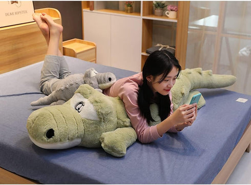 Hofun4U 61 inch Alligator Plush Pillow, Stuffed Animal Home Decoration Gift for Kids & Adults (Green)