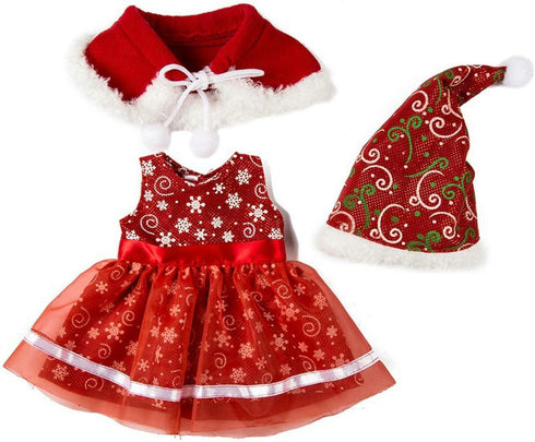 TianBo 3pc Christmas Doll Clothes, 18 Inch Red Color Including Snowflake Hat Shawl Dresses for Girl Dolls
