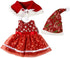 TianBo 3pc Christmas Doll Clothes, 18 Inch Red Color Including Snowflake Hat Shawl Dresses for Girl Dolls