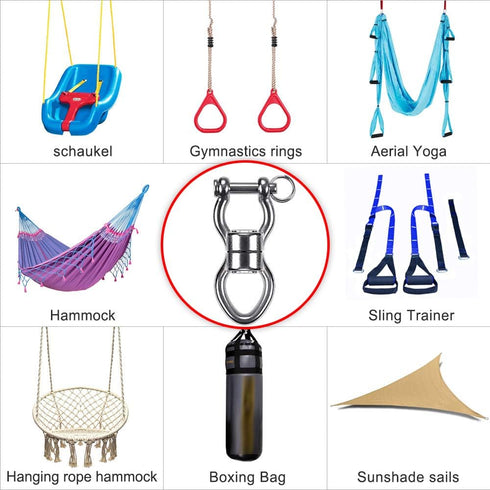 SELEWARE Silent Bearing Swing Swivel, 360 Rotational Device for Tree Swing, Hammock Chair, 1200LB Capacity