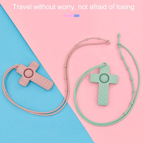 Hztyyier 4PCS Baby Teething Toys, Cross Shape Teethers with Silicone Lanyard, Colorful Infant Chew Toys for Newborn