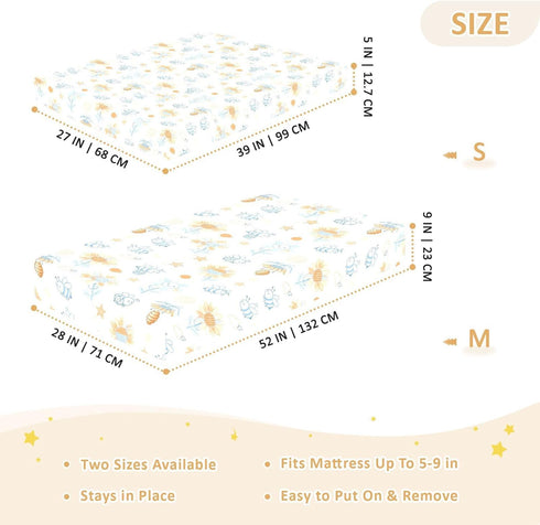 miaozhen 1 Pack 52x28 Cotton Baby Crib Sheets for Boys Girls Soft Comfy Orange Funny Sunflower and Bee Toddler Bedding