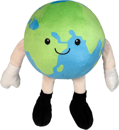 SHLEHUITD 11" Earth Plush Toy Soft Round Planet Plushie Pillow with Legs, Cute